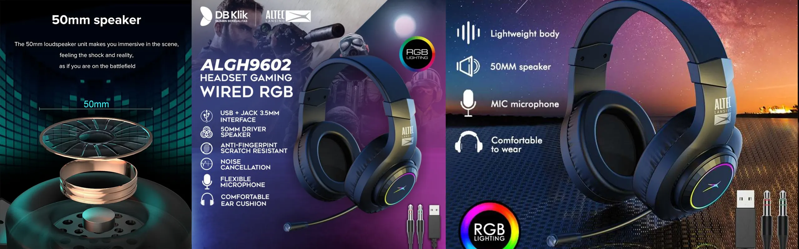 Altec Lansing ALGH9602 - 66 Keys Hot-swappable TTC switchs RGB Backlit Triple modes bluetooth5.0/USB-C/2.4Ghz wireless/wired mechanical gaming keyboard