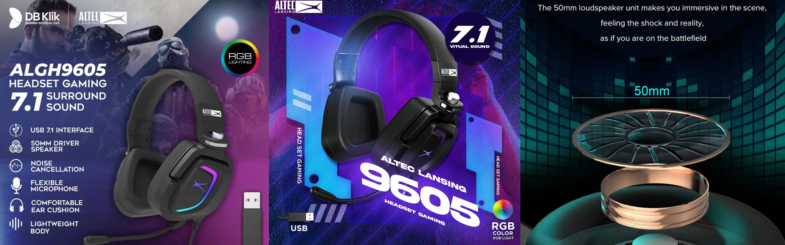 Altec Lansing ALGH9605 - 66 Keys Hot-swappable TTC switchs RGB Backlit Triple modes bluetooth5.0/USB-C/2.4Ghz wireless/wired mechanical gaming keyboard