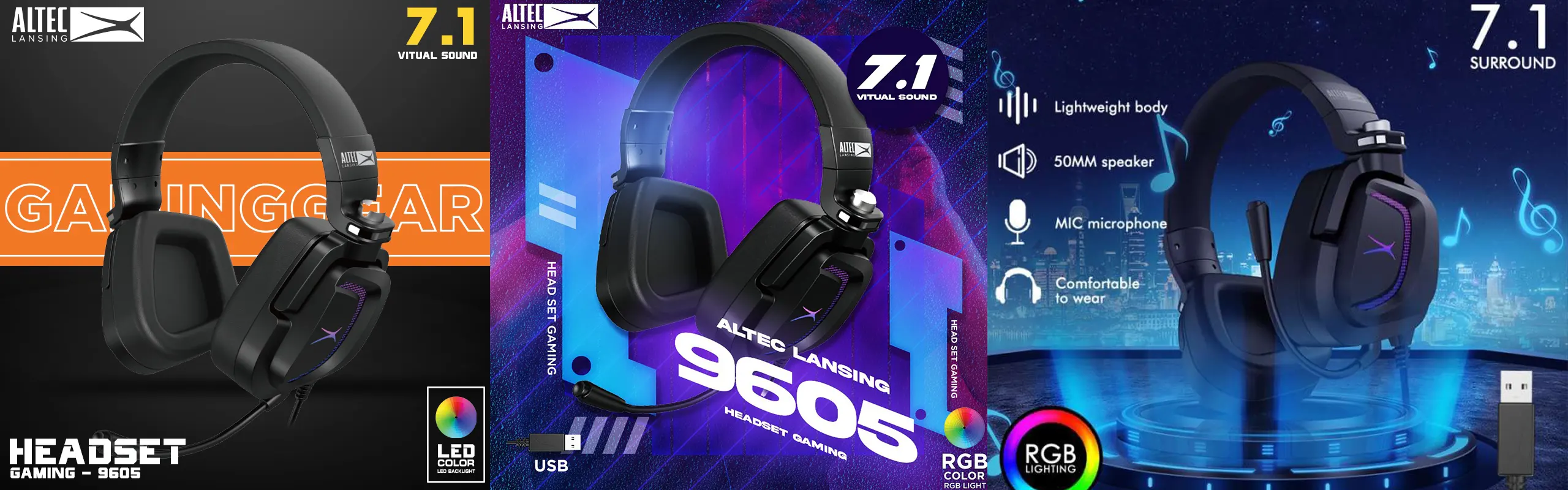 Altec Lansing ALGH9605 - 66 Keys Hot-swappable TTC switchs RGB Backlit Triple modes bluetooth5.0/USB-C/2.4Ghz wireless/wired mechanical gaming keyboard