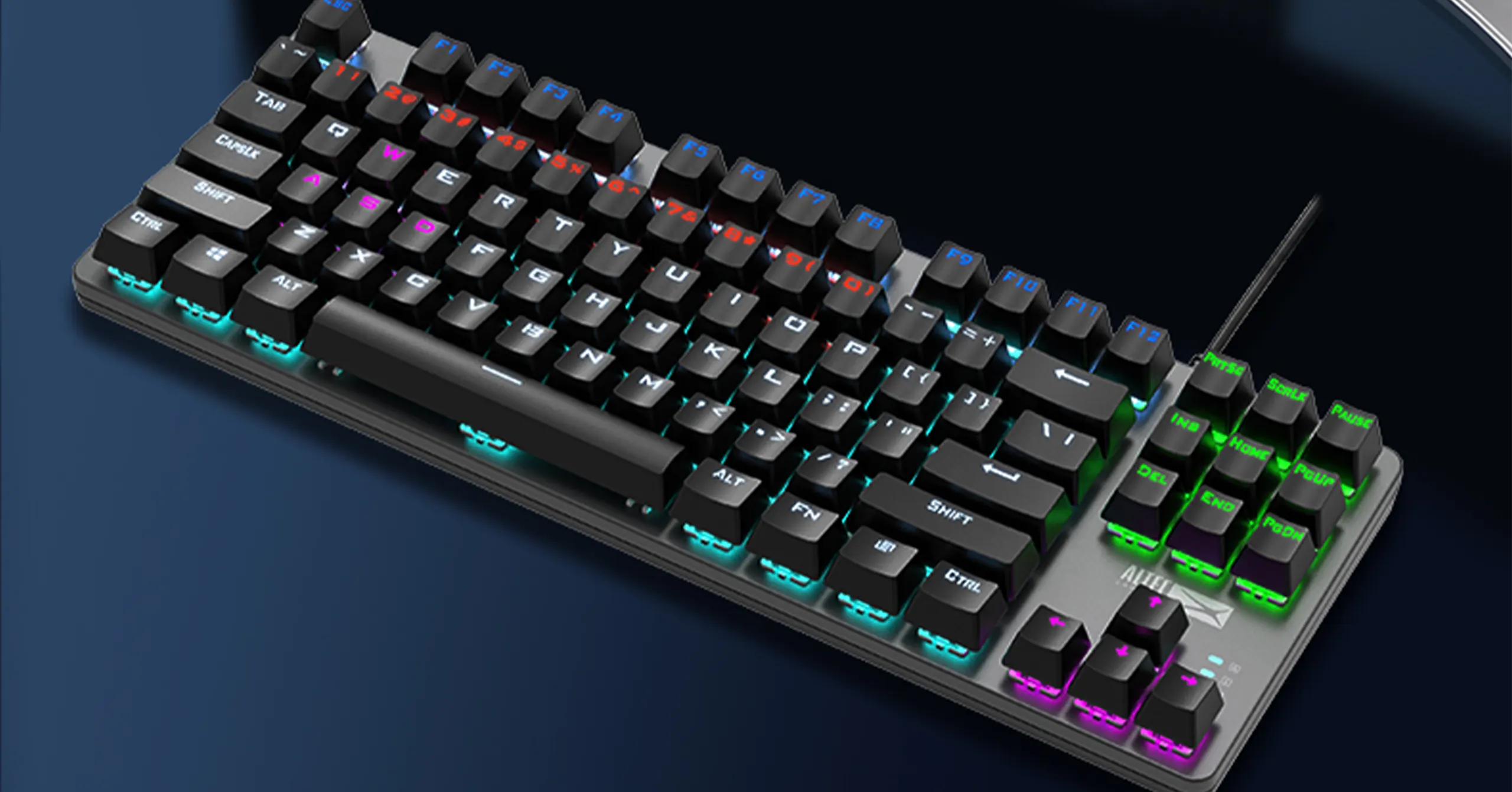 Altec Lansing ALGK8404 - Wired Mechanical Gaming Keyboards for Gamers in Ergonomic design N-key rollover with dynamic RGB backlit Tenkeyless gaming keyboards