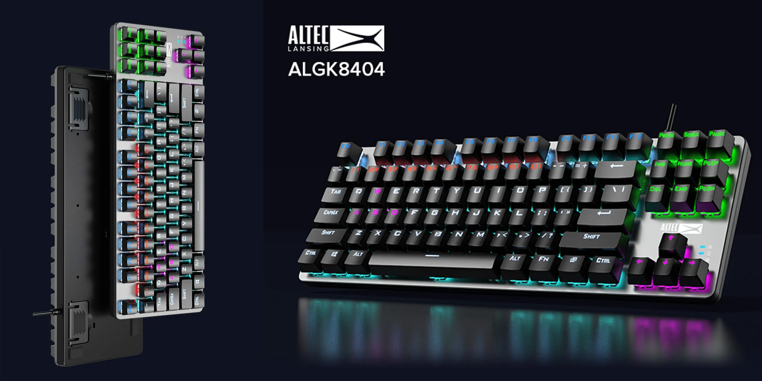 Altec Lansing ALGK8404 - Wired Mechanical Gaming Keyboards for Gamers in Ergonomic design N-key rollover with dynamic RGB backlit Tenkeyless gaming keyboards