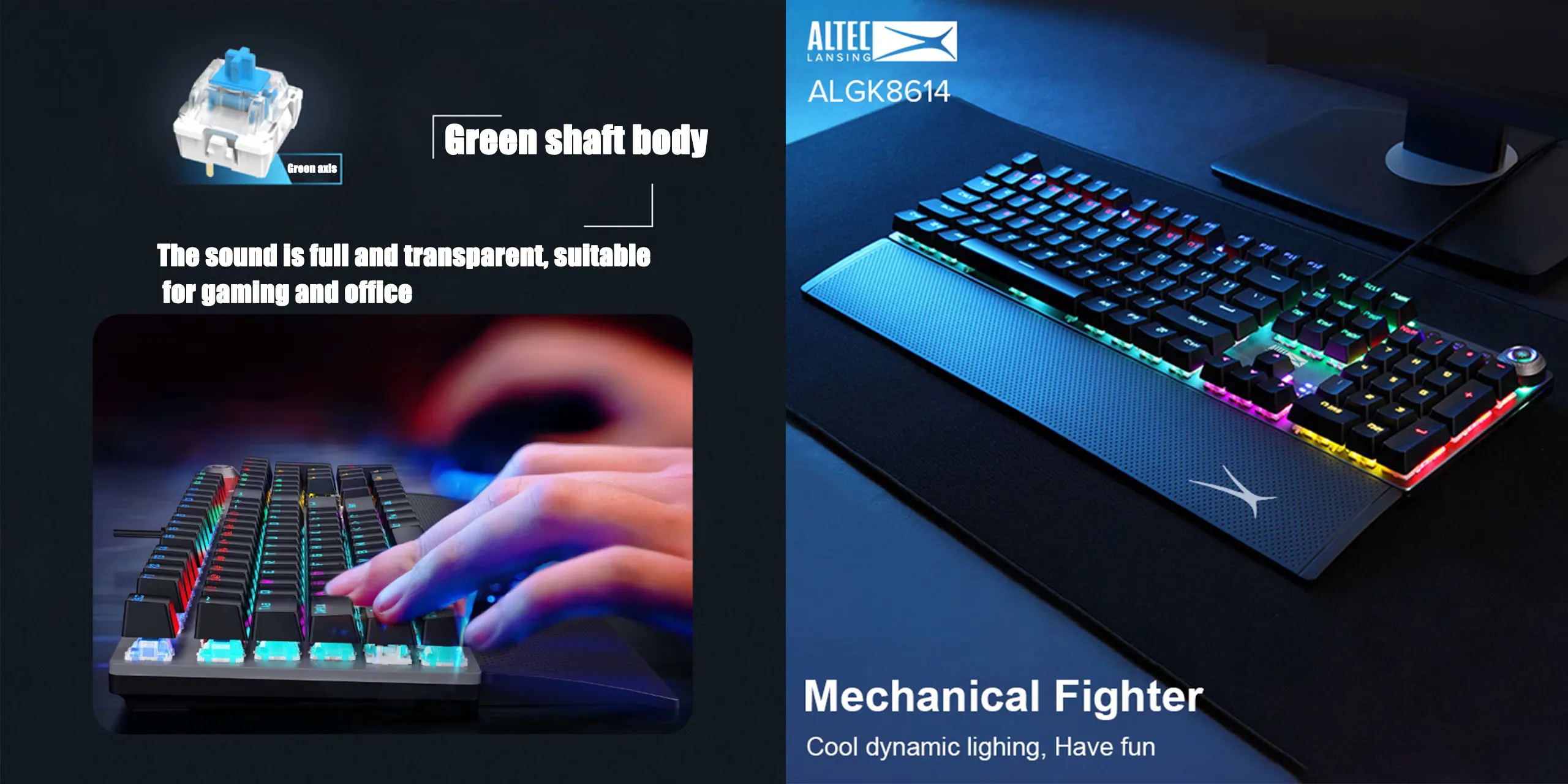Altec Lansing ALGK8614 - Mechanical Gaming Keyboards Wired for Gamers in Ergonomic design with Customizable RGB lighting effects versatile gaming keyboard Plug and play