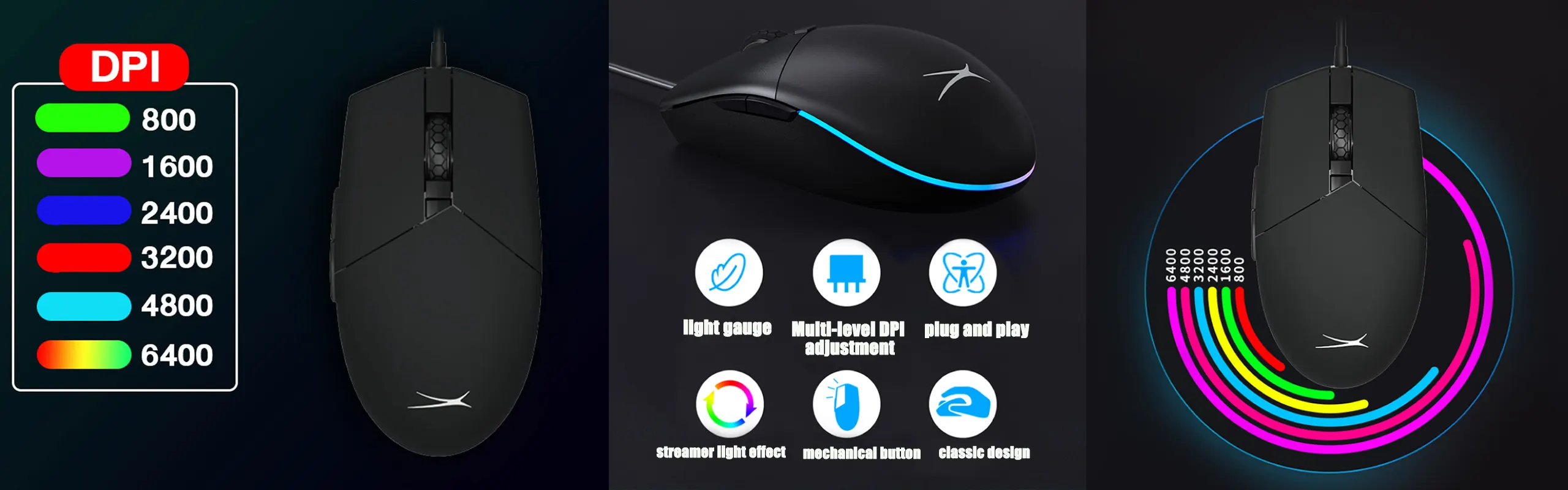 Altec Lansing ALGM9304 - Wireless Large gaming mouse for Big Hands in Ergonomic design 5-Levels Adjustable DPI with Smart Sleep mode 2.4Ghz Infrared tracking