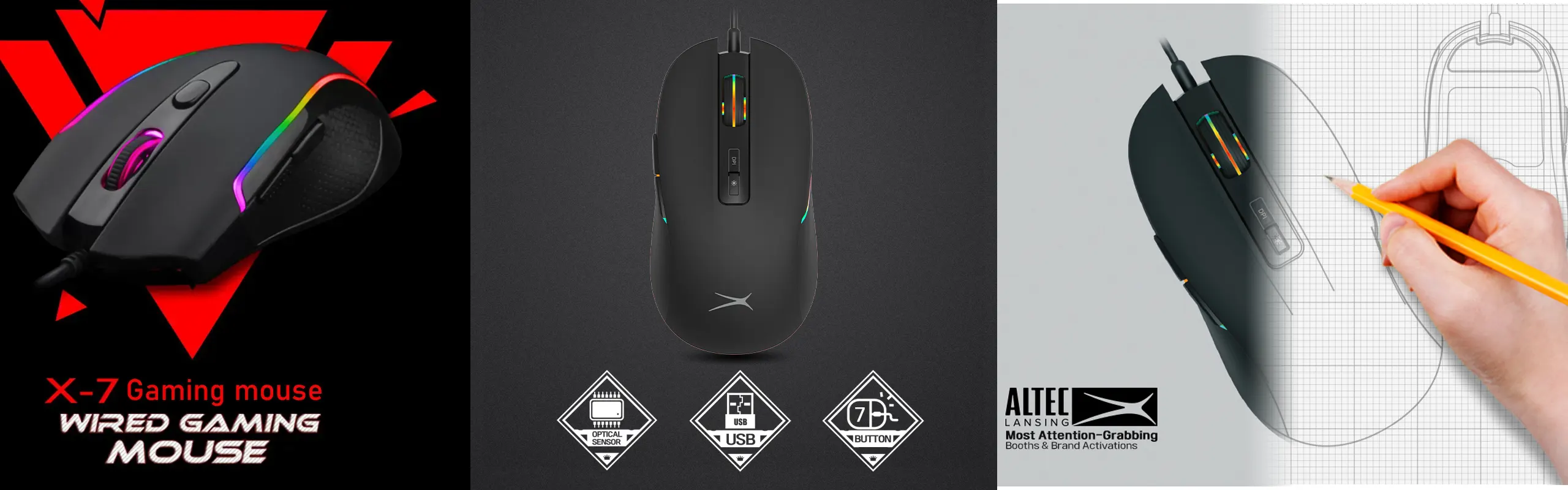 Altec Lansing ALGM9414 - Wireless Large gaming mouse for Big Hands in Ergonomic design 5-Levels Adjustable DPI with Smart Sleep mode 2.4Ghz Infrared tracking