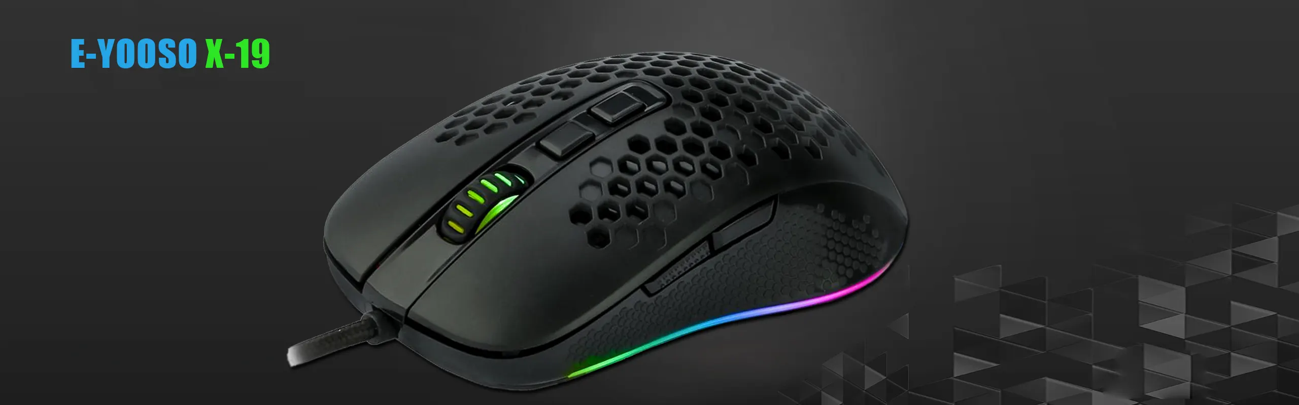 EYOOSO X19 - Wired Gaming mouse for gamers programmable in Ergonomic honeycomb design Lightweight anti-slip material with Adjustable DPI Infrared optical tracking mouse RGB Backlit