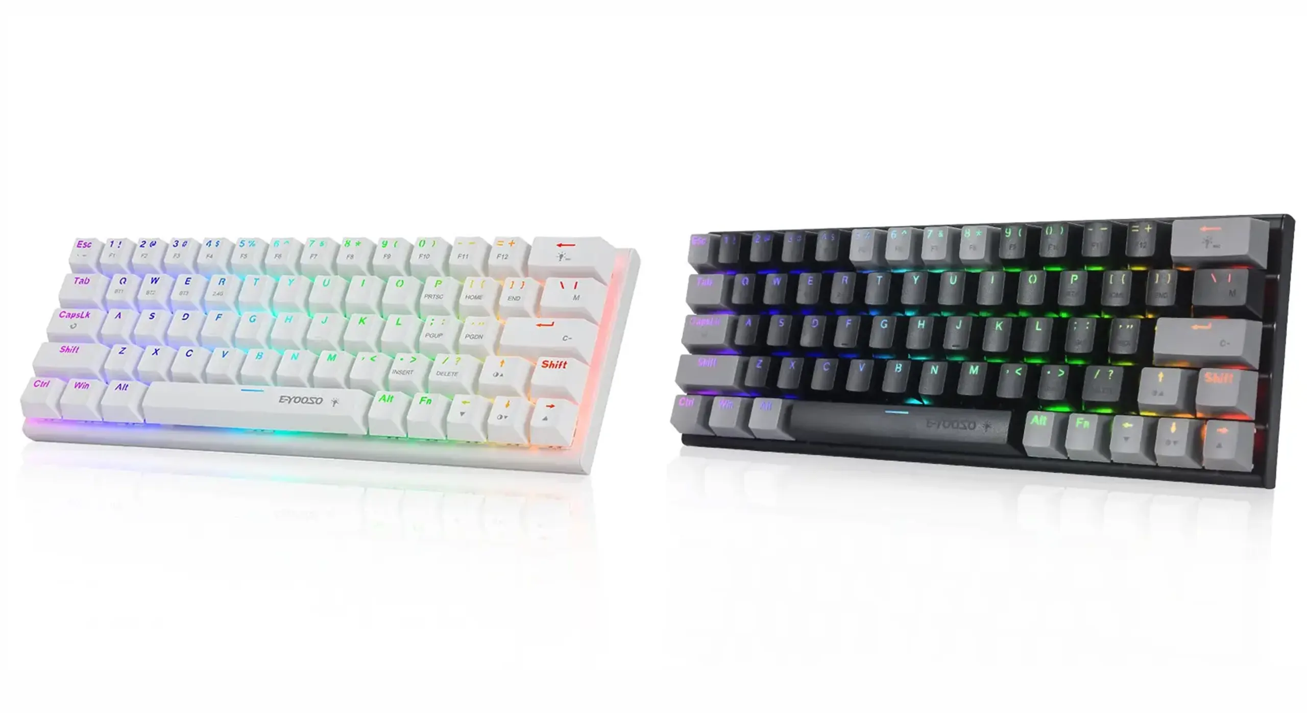 EYOOSO Z11RGB - Gaming Keyboards Wireless for Gamers in Ergonomic design with Customizable RGB lighting modes one built-in battery equipped Hot-Swappable versatile keyboard N-key Roller/2.4G/Bluetooth