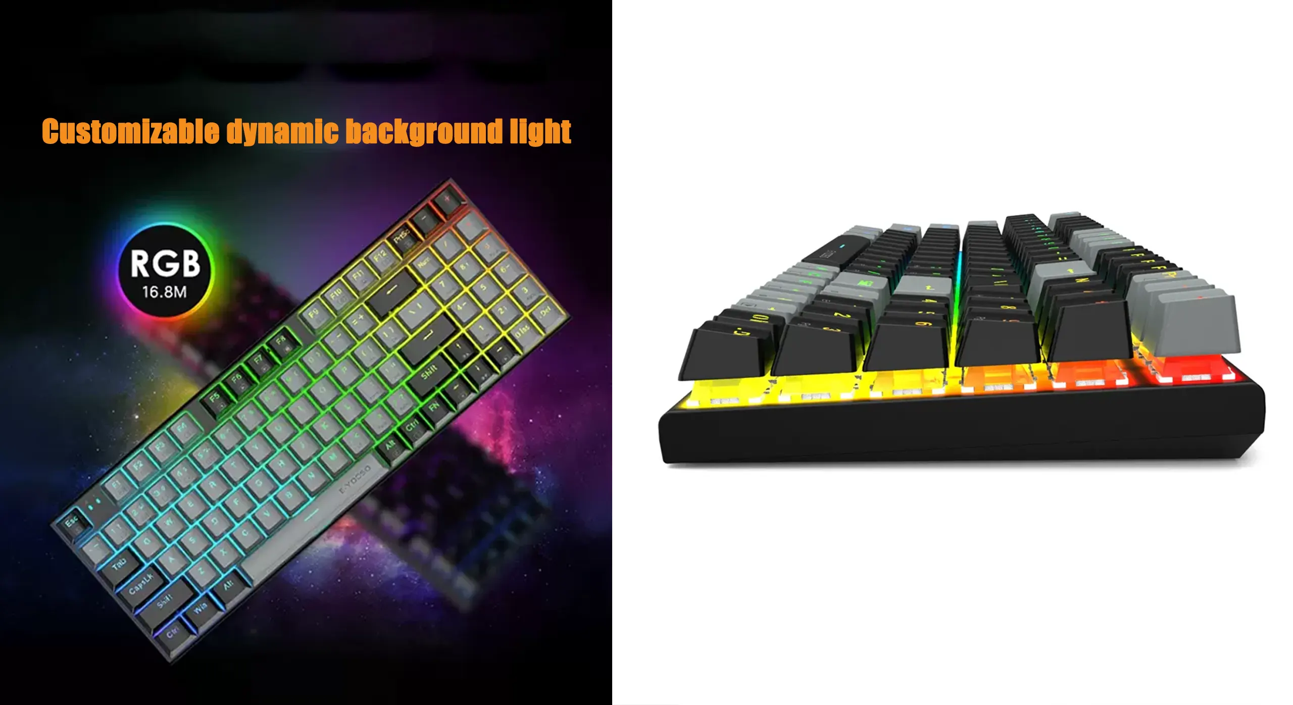 EYOOSO Z19 - Mechanical Gaming Keyboards Wired for Gamers in Ergonomic Compact design with Customizable RGB lightings N-KEY Rollover Hot-Swappable versatile gaming keyboard