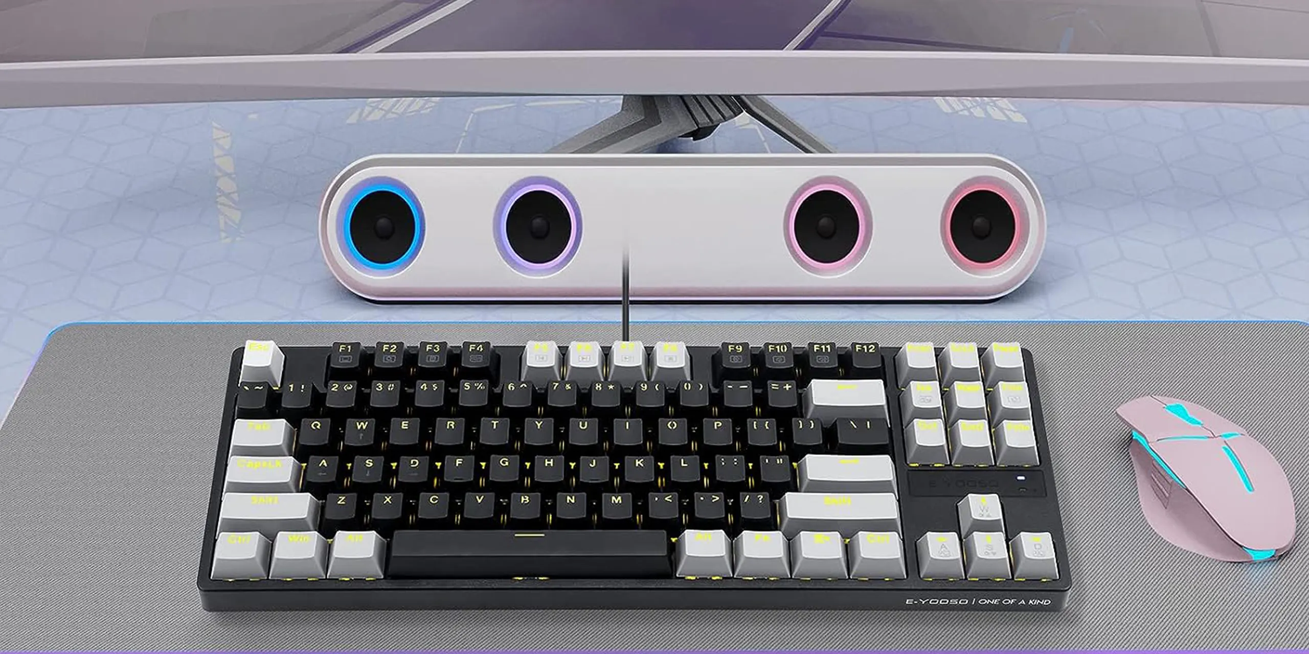 EYOOSO Z87 - Mechanical Gaming Keyboards 2023 Wired for Gamers in Ergonomic design 9 customizable lightings Hot-Swappable gaming keyboard with Versatile Functionality USB interface Windows/MAC