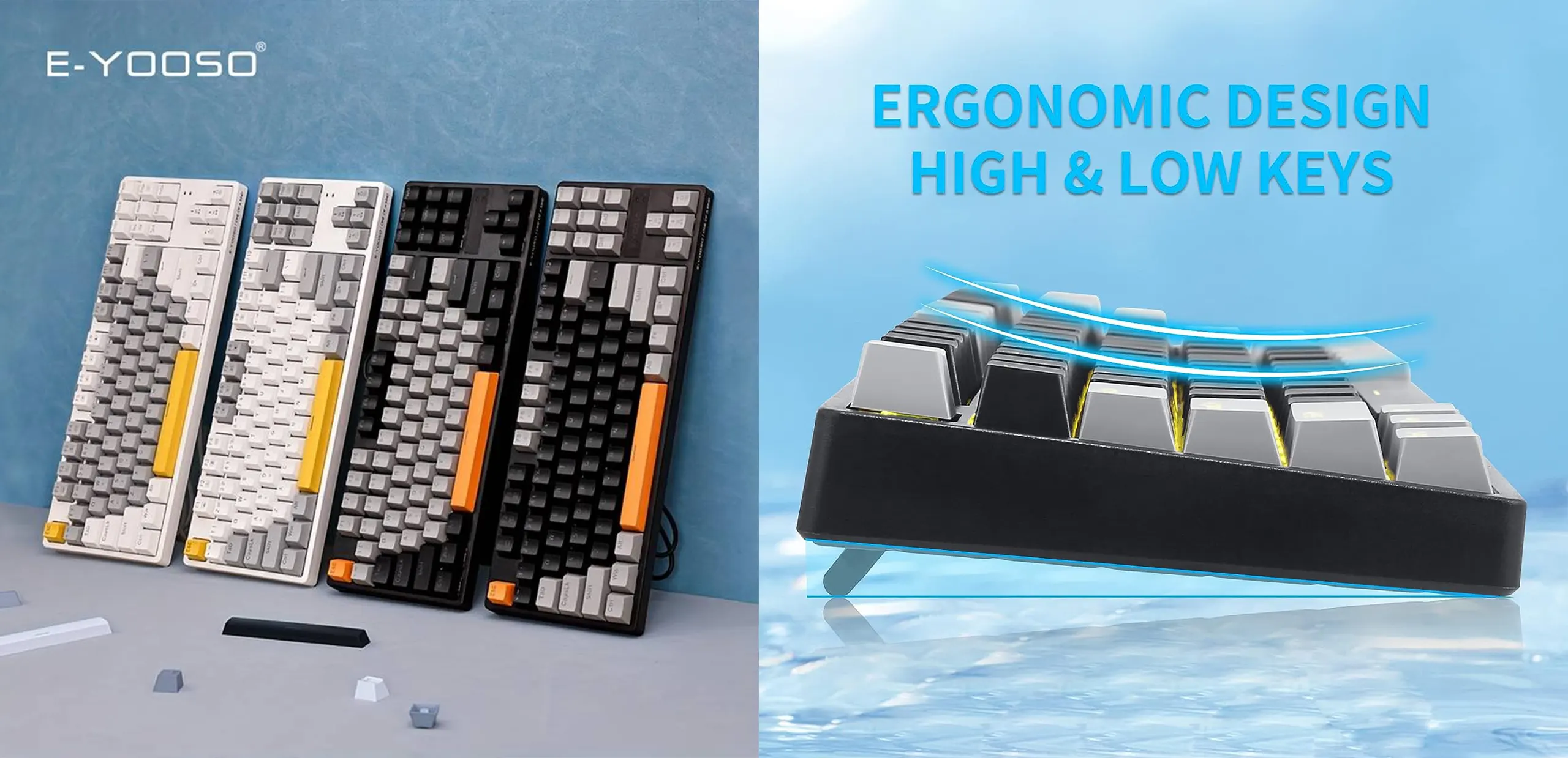 EYOOSO Z87 - Mechanical Gaming Keyboards 2023 Wired for Gamers in Ergonomic design 9 customizable lightings Hot-Swappable gaming keyboard with Versatile Functionality USB interface Windows/MAC