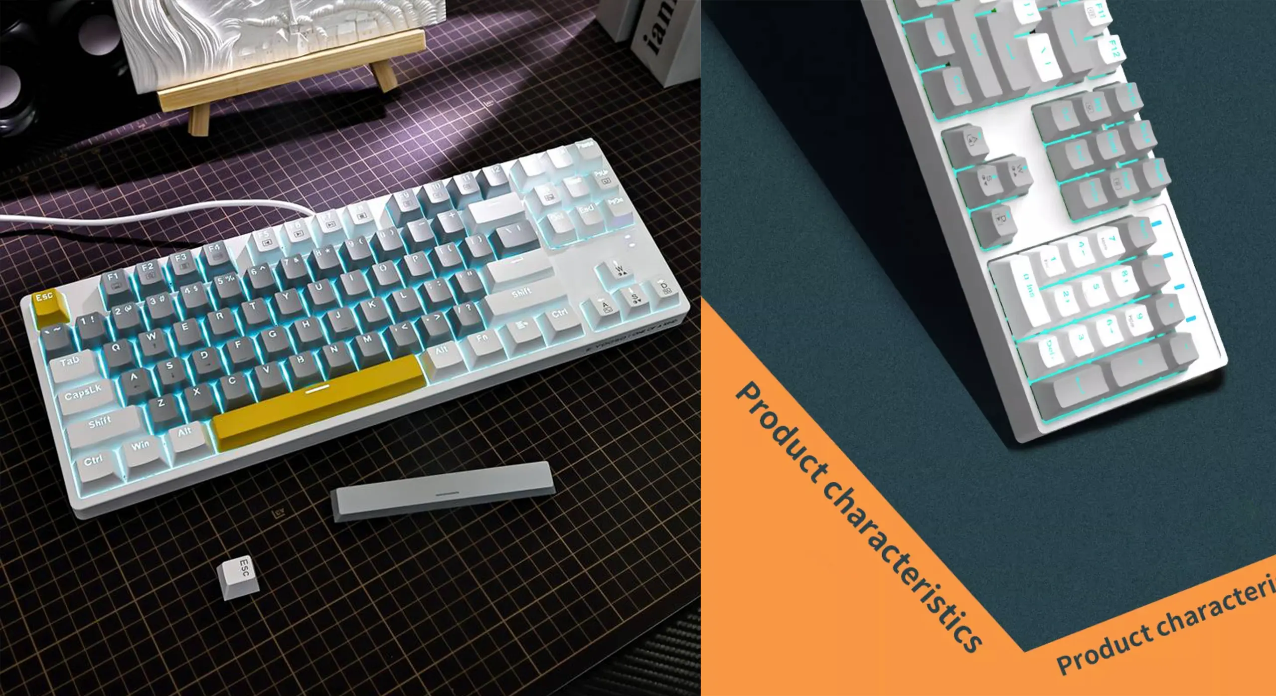EYOOSO Z87 - Mechanical Gaming Keyboards 2023 Wired for Gamers in Ergonomic design 9 customizable lightings Hot-Swappable gaming keyboard with Versatile Functionality USB interface Windows/MAC