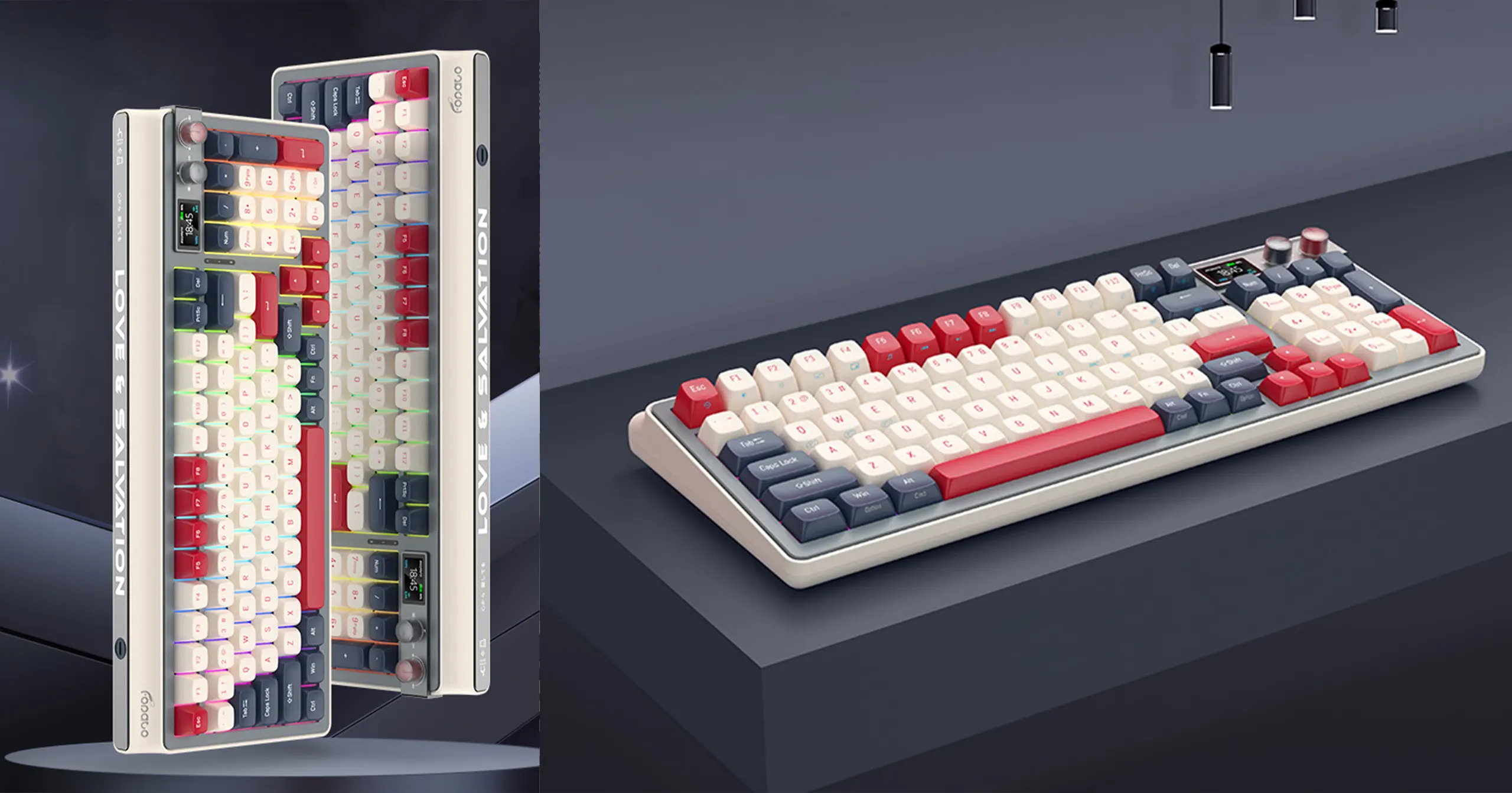 FOPATO H98 - Hot-swappable customized Mechanical Gaming Keyboard with RGB Backlit effects wireless 2.4Ghz/bluetooth connectivity TTC switch keyboard plus LCD display 6000mAH Battery Windows/MAC/IOS
