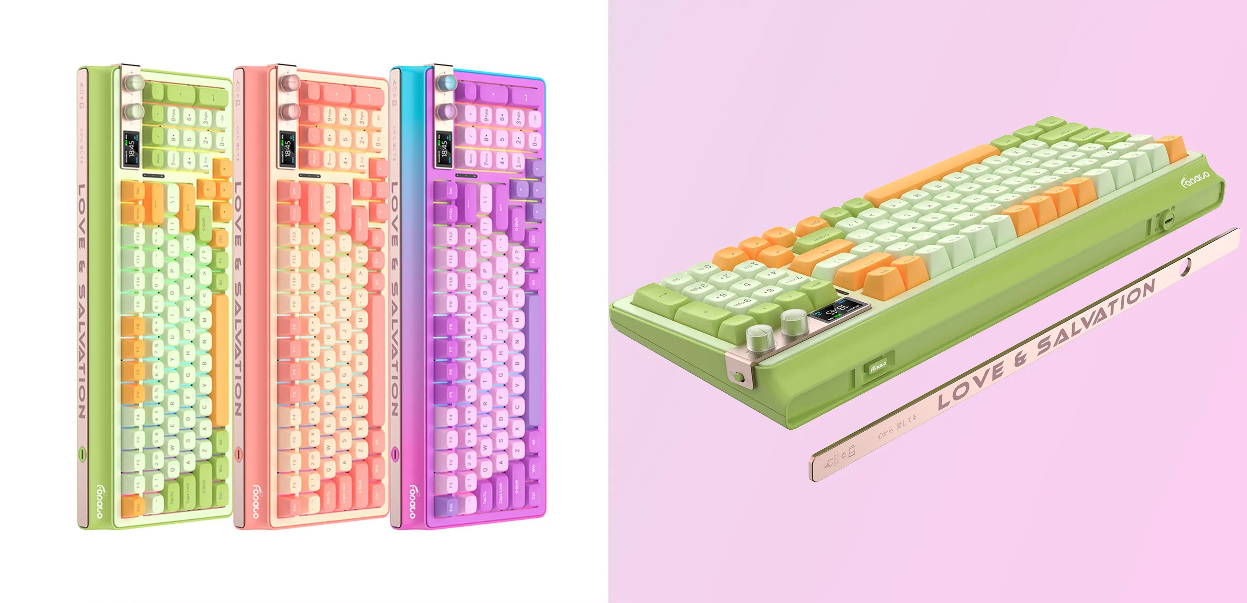 FOPATO H98 - Hot-swappable customized Mechanical Gaming Keyboard with RGB Backlit effects wireless 2.4Ghz/bluetooth connectivity TTC switch keyboard plus LCD display 6000mAH Battery Windows/MAC/IOS
