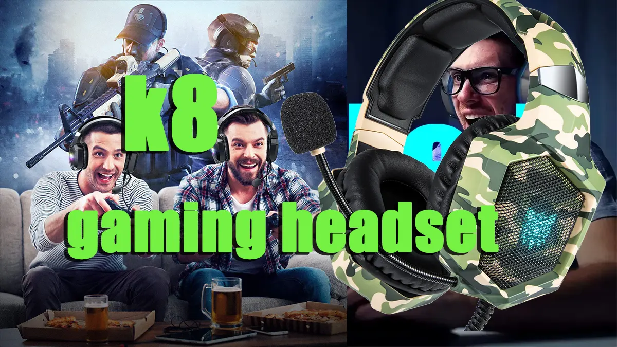 ONIKUMA K8 - Microphone Sterero Gaming Headphones for PS4/PS5/Xbox/PC with LED Lights Playstation Wired Headset with Noise Reduction Surround Sound Over-Ear