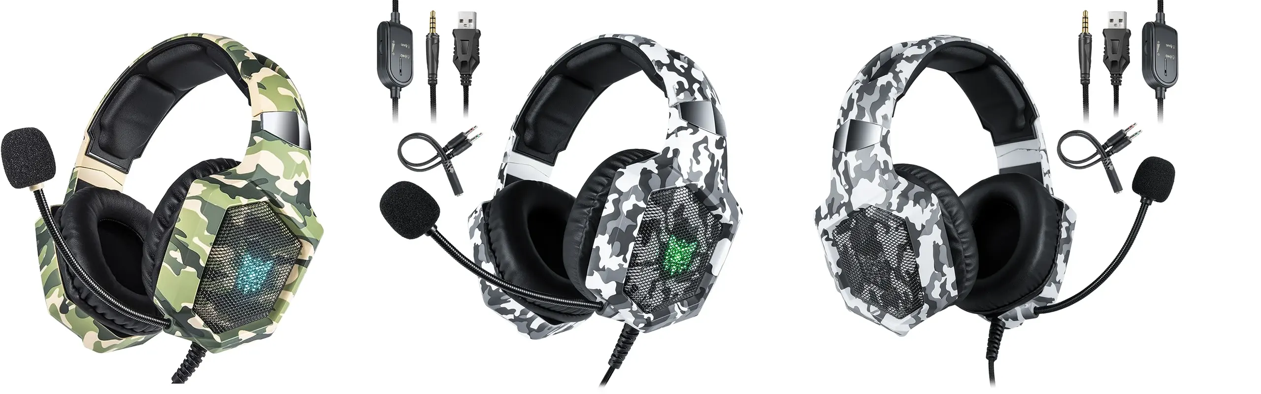 ONIKUMA K8 - Microphone Sterero Gaming Headphones for PS4/PS5/Xbox/PC with LED Lights Playstation Wired Headset with Noise Reduction Surround Sound Over-Ear