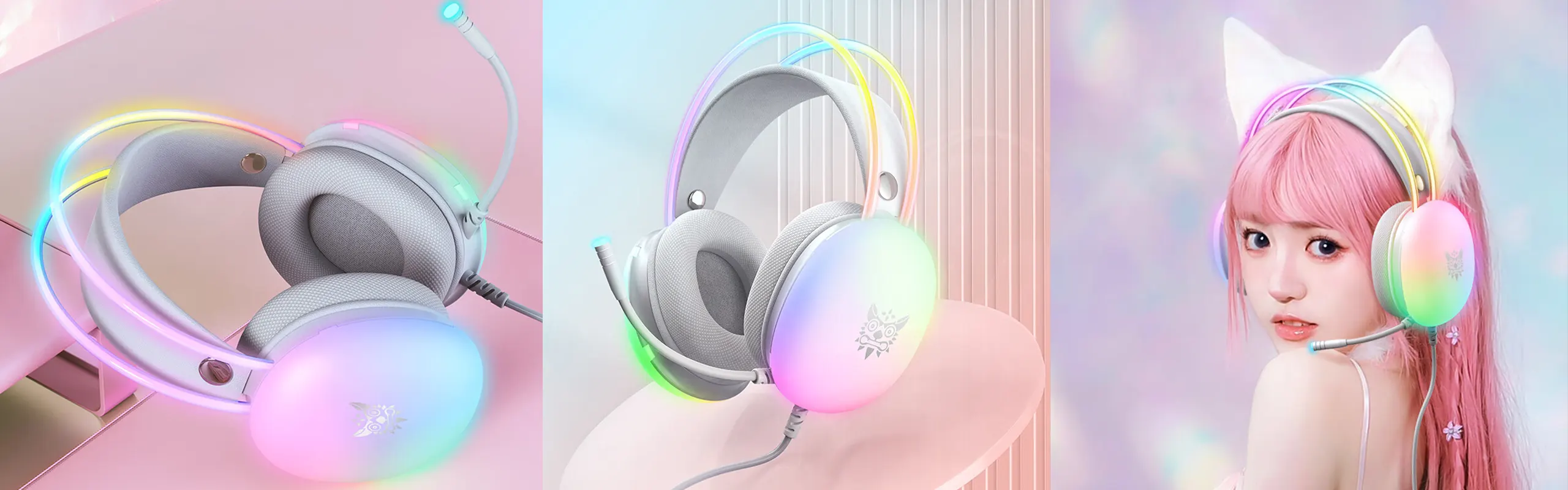 ONIKUMA X25 - Immersive Gaming Headset with 50mm driver diameter Stereo Surround Sound Headphone for PS4/PC/MAC/XBOX equipped with noise cancelling Microphone RGB Lighting Comfortable Design