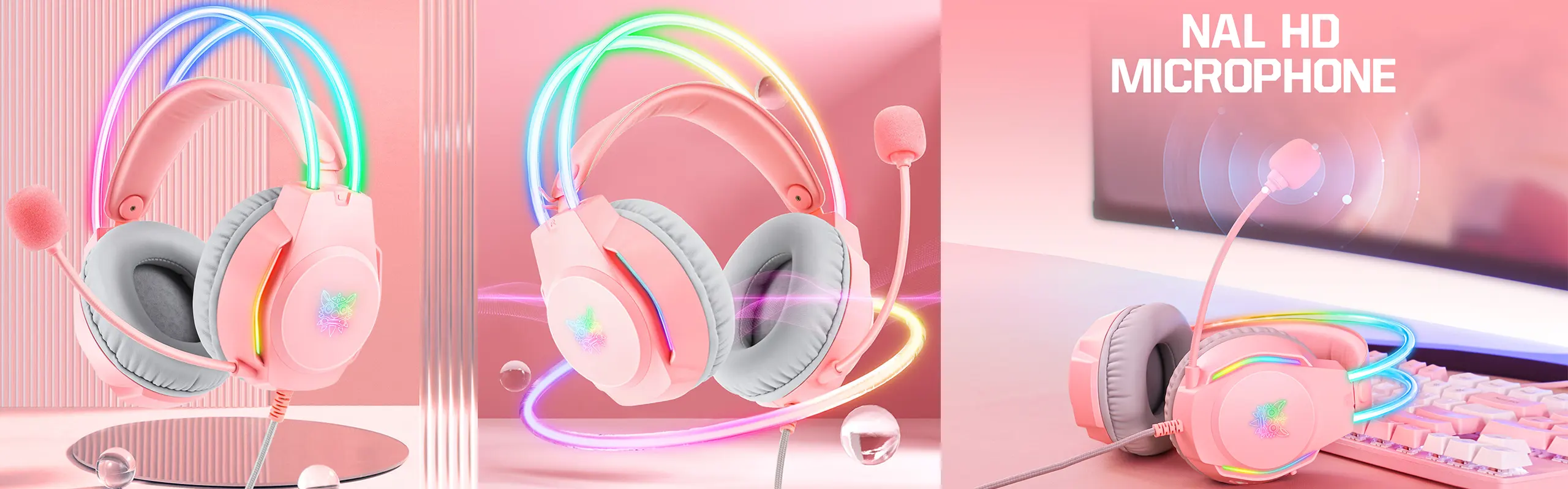 ONIKUMA X26 - PRO Gaming headphones for Gamers with Noise Canceling Omni-directional HD microphone Stereo 3D Surround Sound RGB Lights Gaming headset PC/XBOX/PS4
