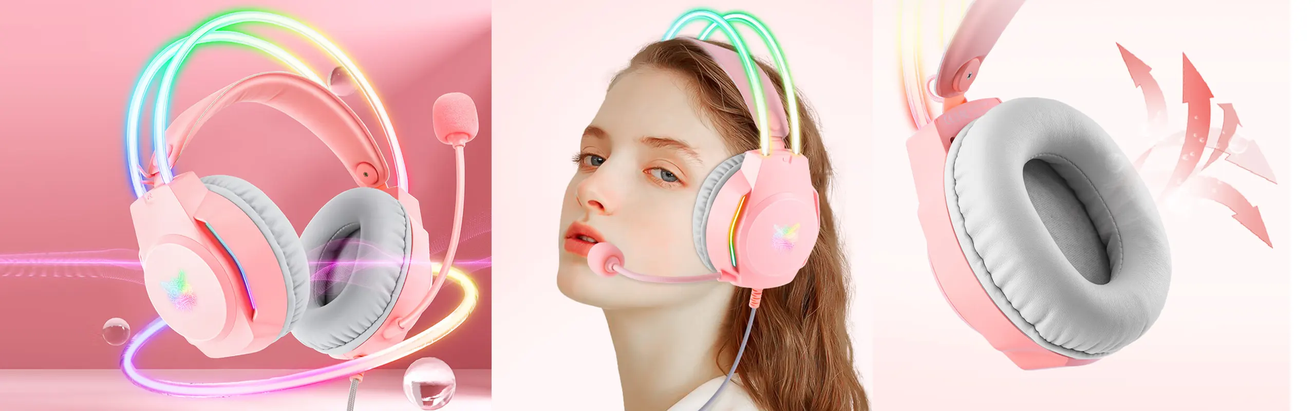 ONIKUMA X26 - PRO Gaming headphones for Gamers with Noise Canceling Omni-directional HD microphone Stereo 3D Surround Sound RGB Lights Gaming headset PC/XBOX/PS4
