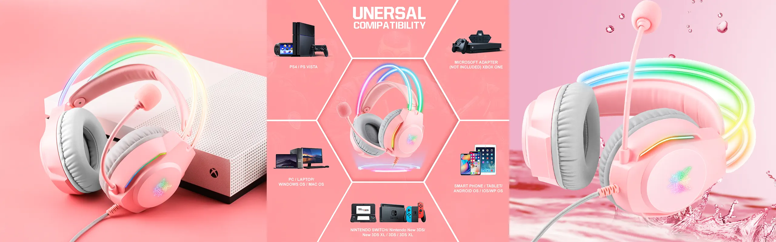 ONIKUMA X26 - PRO Gaming headphones for Gamers with Noise Canceling Omni-directional HD microphone Stereo 3D Surround Sound RGB Lights Gaming headset PC/XBOX/PS4