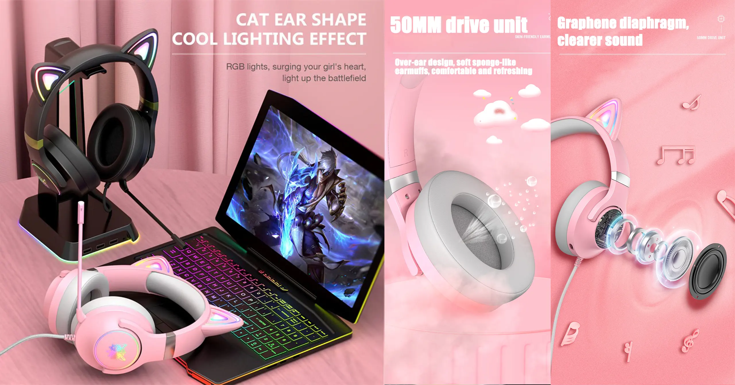 ONIKUMA X30 - Gaming headsets for Gamers Wired with Noise Canceling Omni-directional Microphone Stereo Surround Sound RGB Lights Gaming Headphones