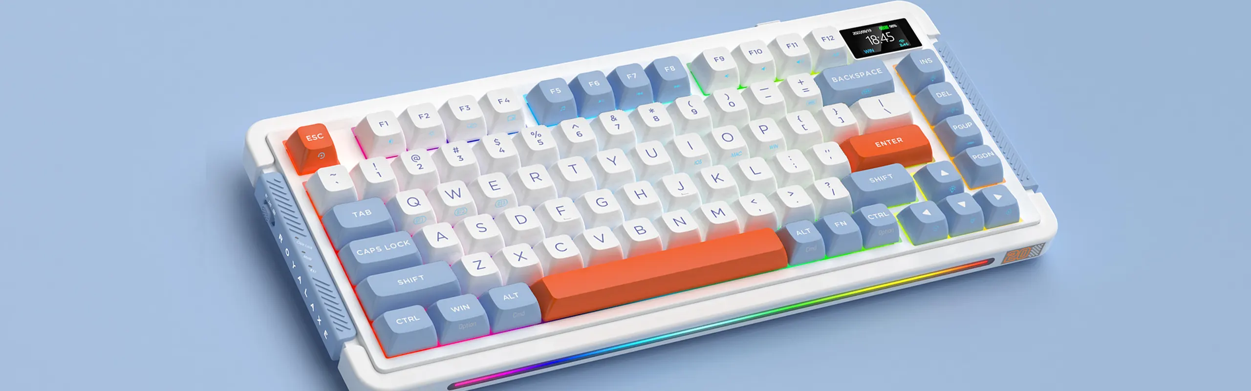 Royalaxe L75 - Mechamical Gaming keyboard Hot-swappable customizable keyboard with RGB backlit effects Wireless/bluetooth keyboard plus LCD display/4000mAh Battery