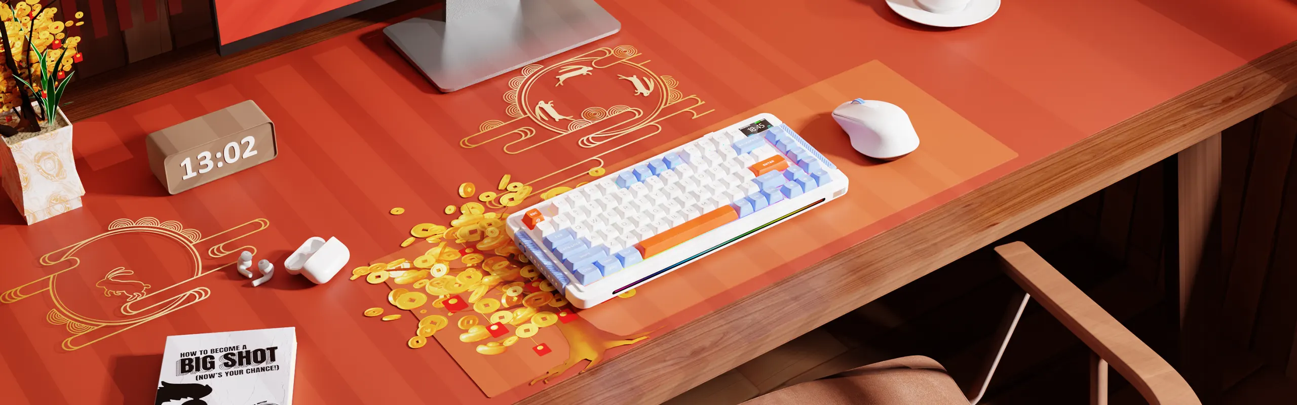 Royalaxe L75 - Mechamical Gaming keyboard Hot-swappable customizable keyboard with RGB backlit effects Wireless/bluetooth keyboard plus LCD display/4000mAh Battery