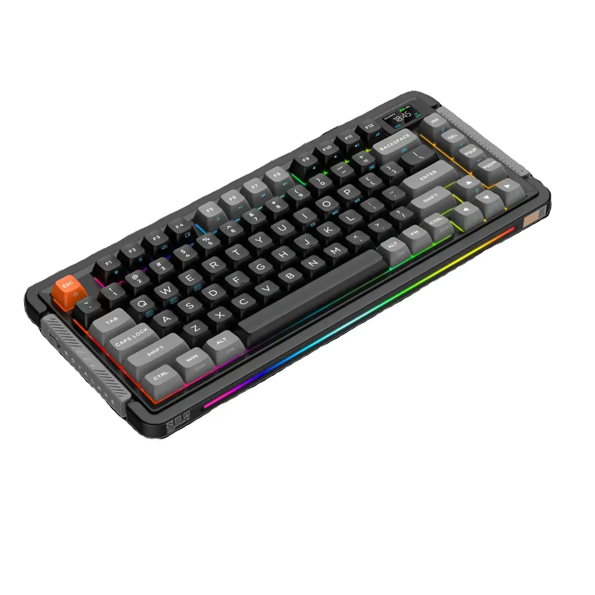 Royalaxe L75 - Mechamical Gaming keyboard Hot-swappable customizable keyboard with RGB backlit effects Wireless/bluetooth keyboard plus LCD display/4000mAh Battery