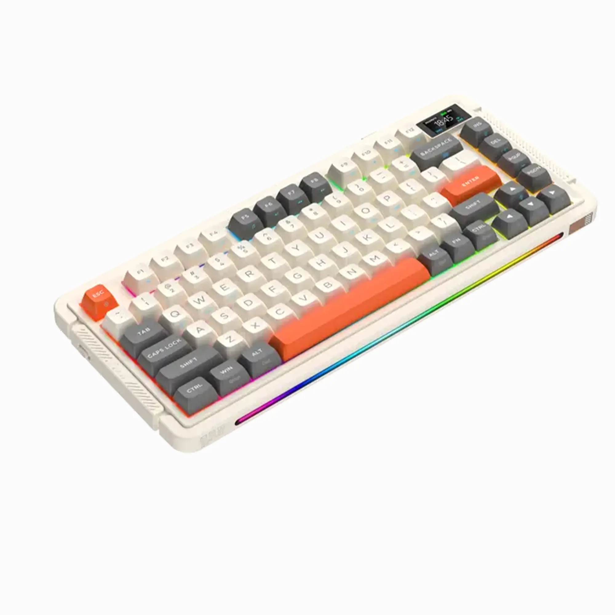 Royalaxe L75 - Mechamical Gaming keyboard Hot-swappable customizable keyboard with RGB backlit effects Wireless/bluetooth keyboard plus LCD display/4000mAh Battery