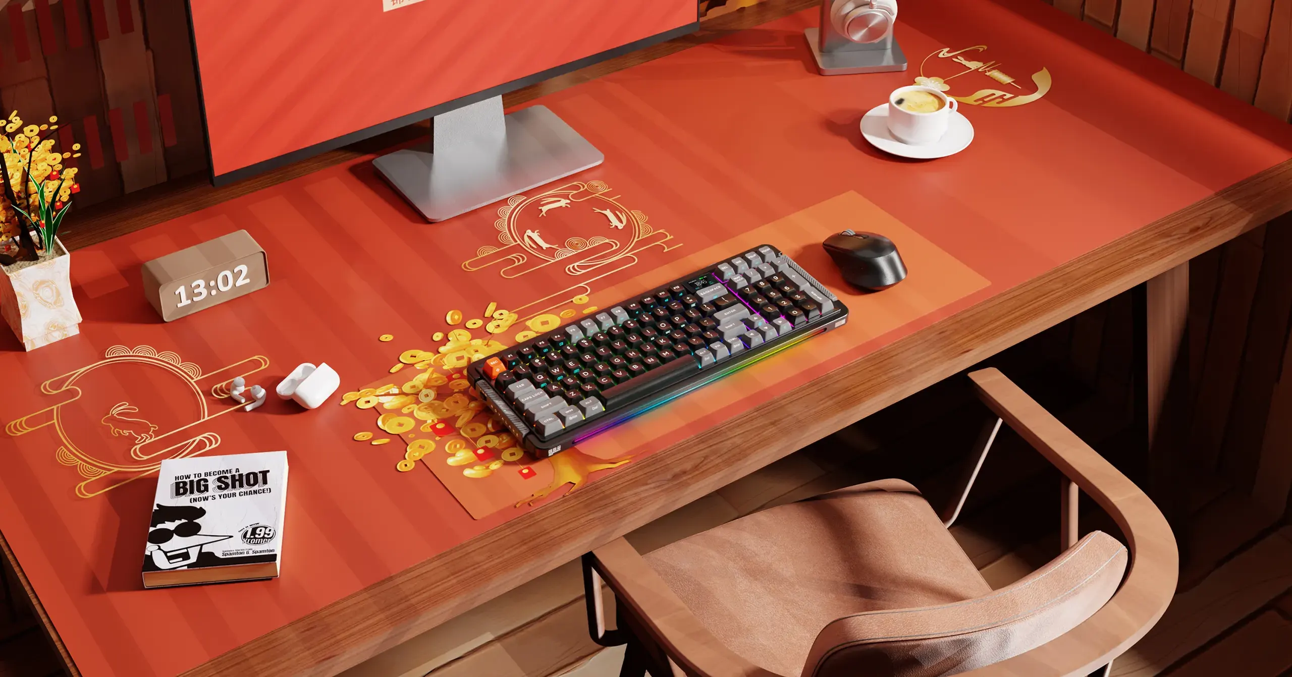 Royalaxe L98 - Mechanical Gaming keyboard Hot-swappable customizable keyboard with RGB backlit effects Wireless 2.4Ghz/bluetooth keyboard plus LCD display/6000mAh Battery