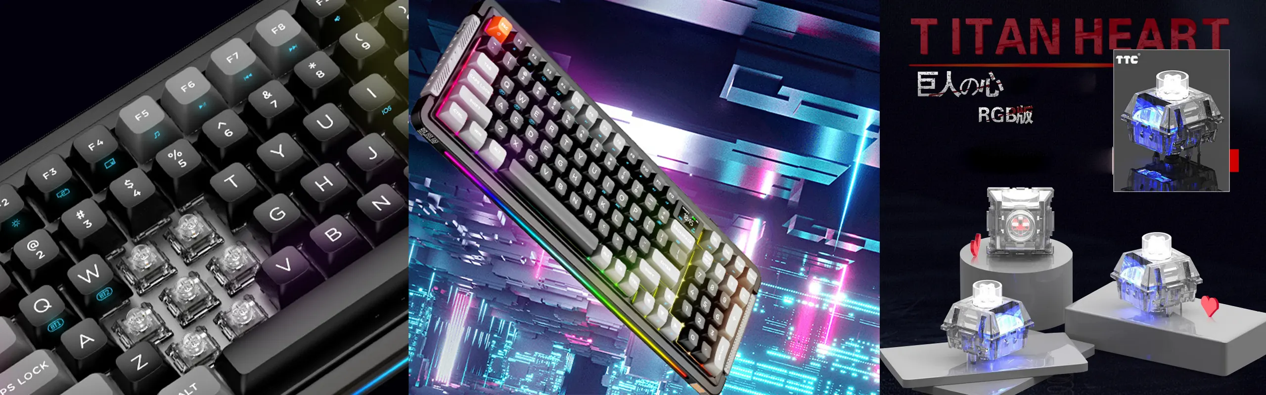 Royalaxe L98 - Mechanical Gaming keyboard Hot-swappable customizable keyboard with RGB backlit effects Wireless 2.4Ghz/bluetooth keyboard plus LCD display/6000mAh Battery