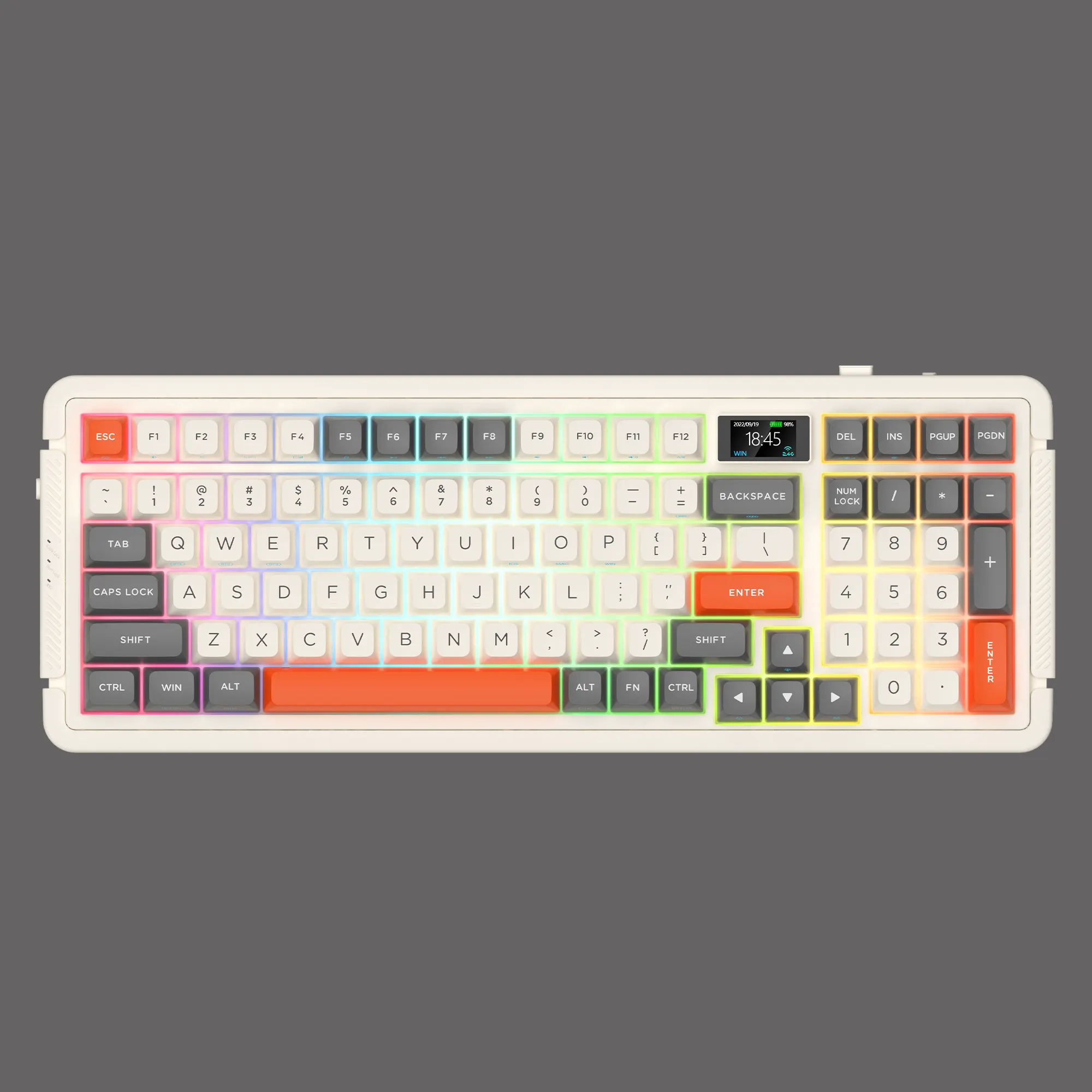 Royalaxe L98 - Mechanical Gaming keyboard Hot-swappable customizable keyboard with RGB backlit effects Wireless 2.4Ghz/bluetooth keyboard plus LCD display/6000mAh Battery