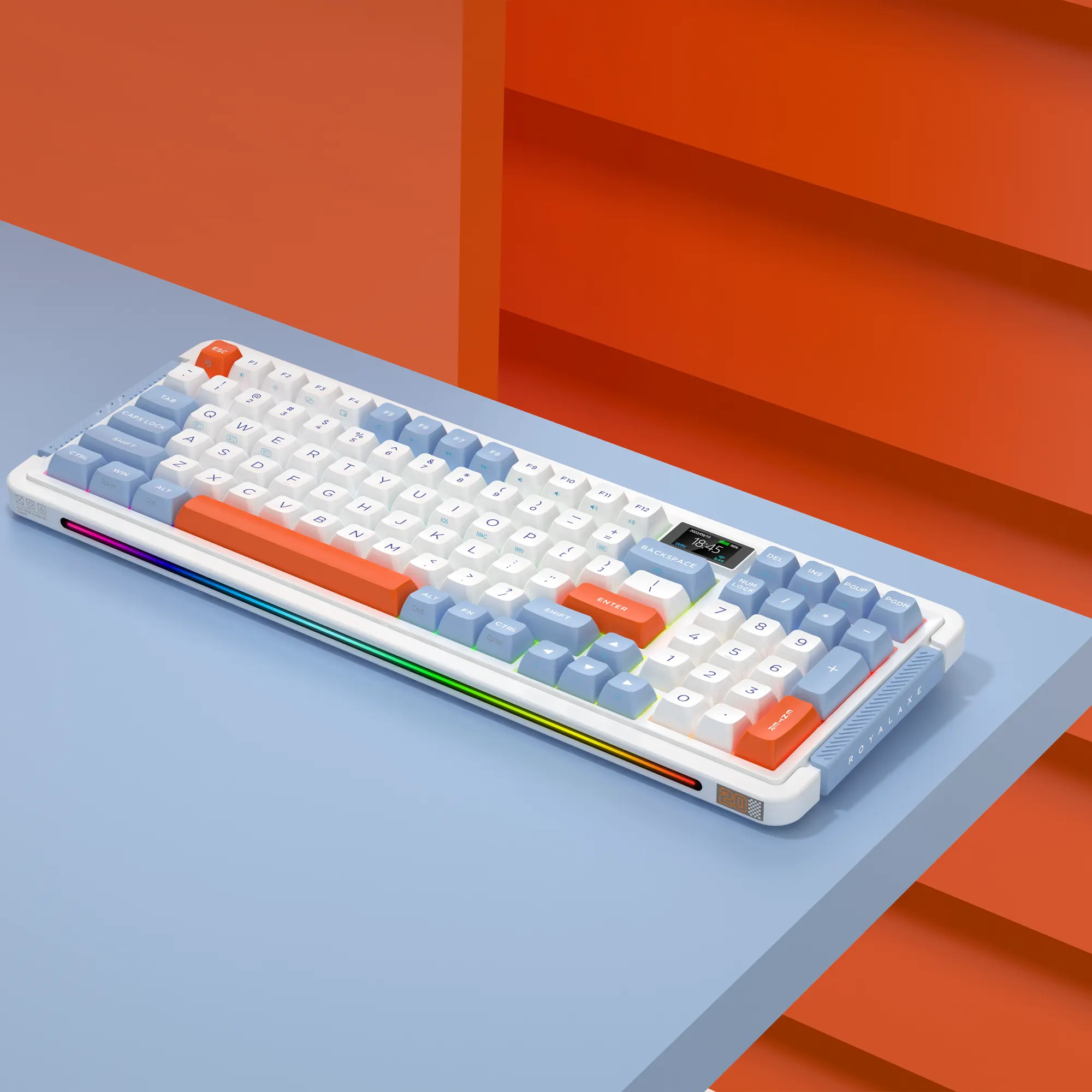 Royalaxe L98 - Mechanical Gaming keyboard Hot-swappable customizable keyboard with RGB backlit effects Wireless 2.4Ghz/bluetooth keyboard plus LCD display/6000mAh Battery