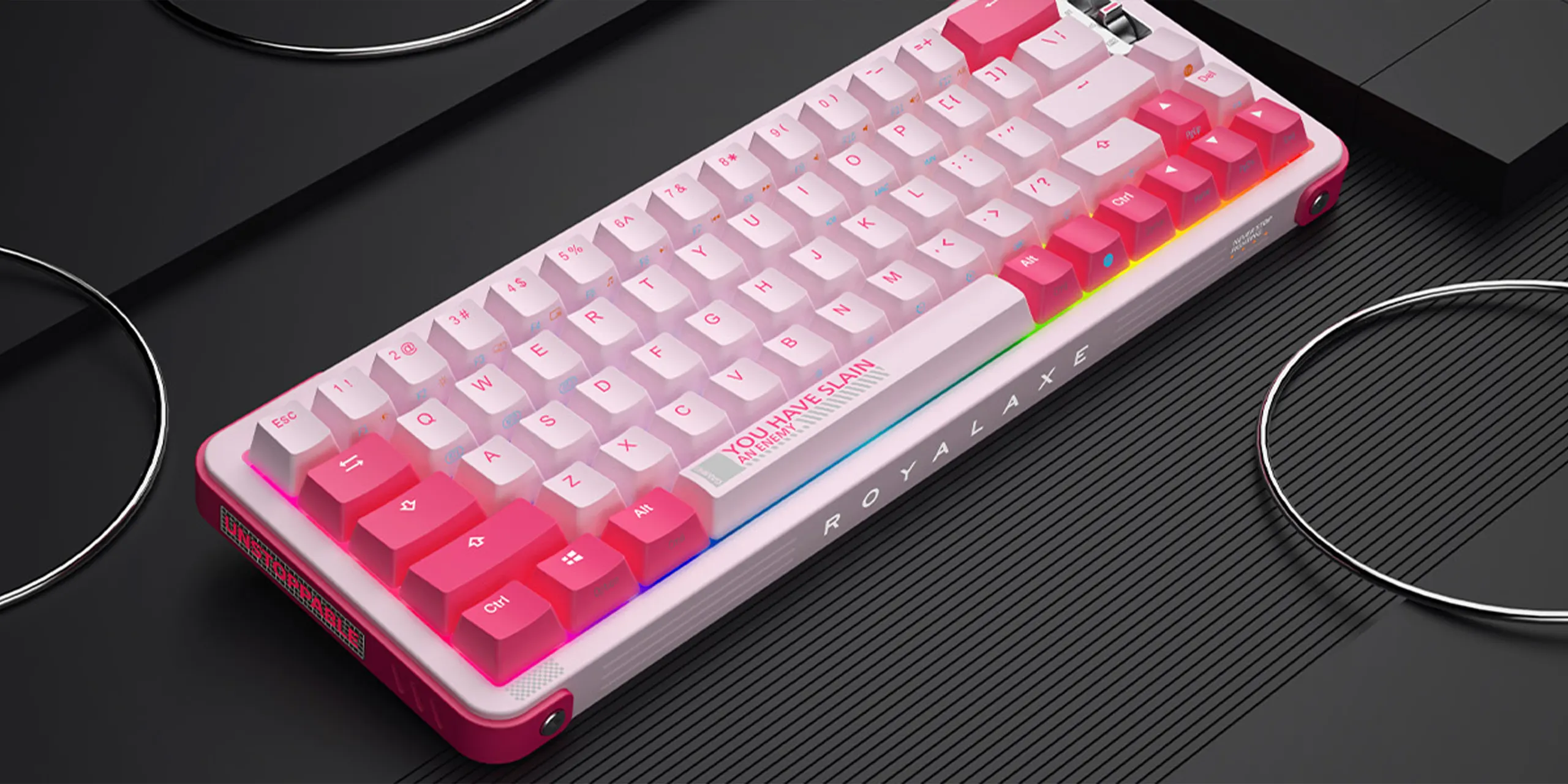 Royalaxe Y68 - 66 Keys Hot-swappable TTC switchs RGB Backlit Triple modes bluetooth5.0/USB-C/2.4Ghz wireless/wired mechanical gaming keyboard