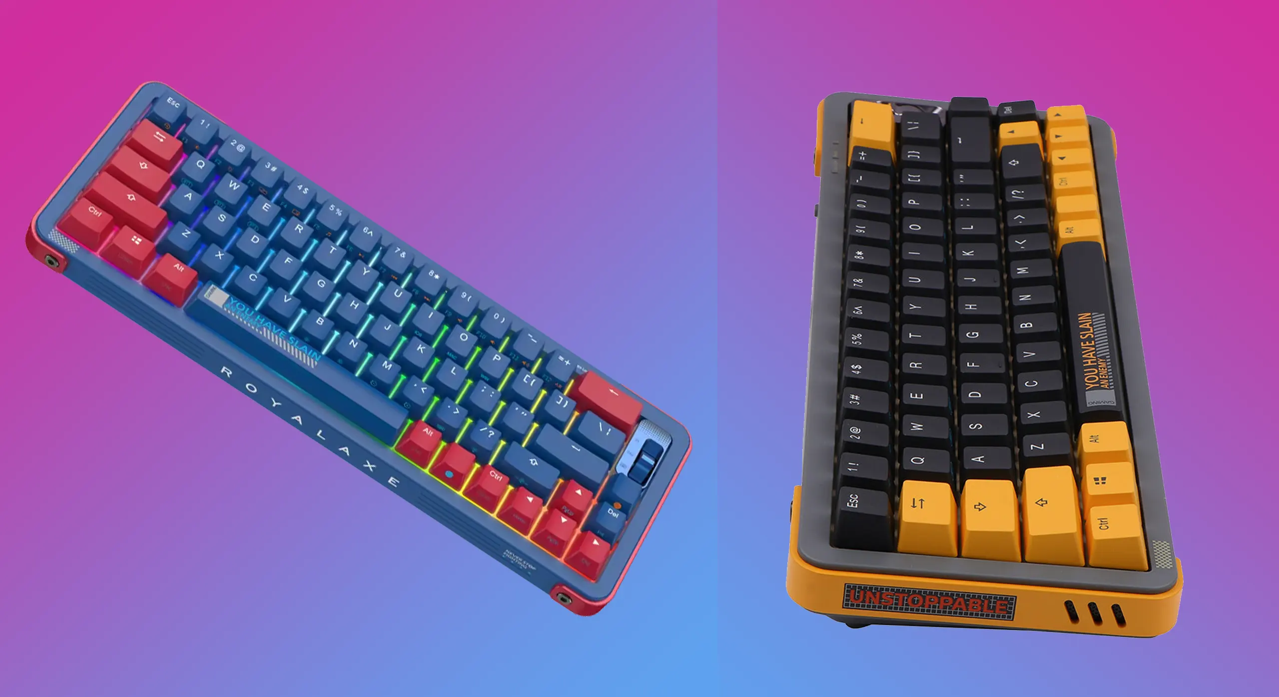 Royalaxe Y68 - 66 Keys Hot-swappable TTC switchs RGB Backlit Triple modes bluetooth5.0/USB-C/2.4Ghz wireless/wired mechanical gaming keyboard