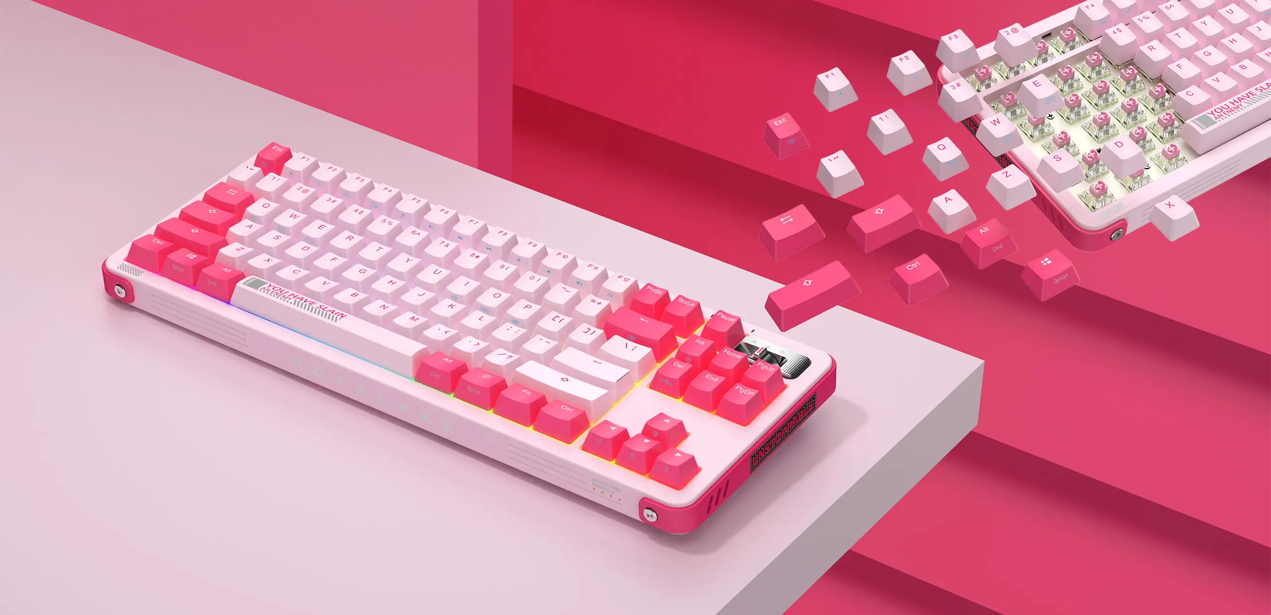 Royalaxe Y87 - 87 Keys Hot-swappable TTC switchs RGB Backlit Keyboard Triple modes bluetooth5.0/Type-C/2.4Ghz wireless/wired mechanical gaming keyboard