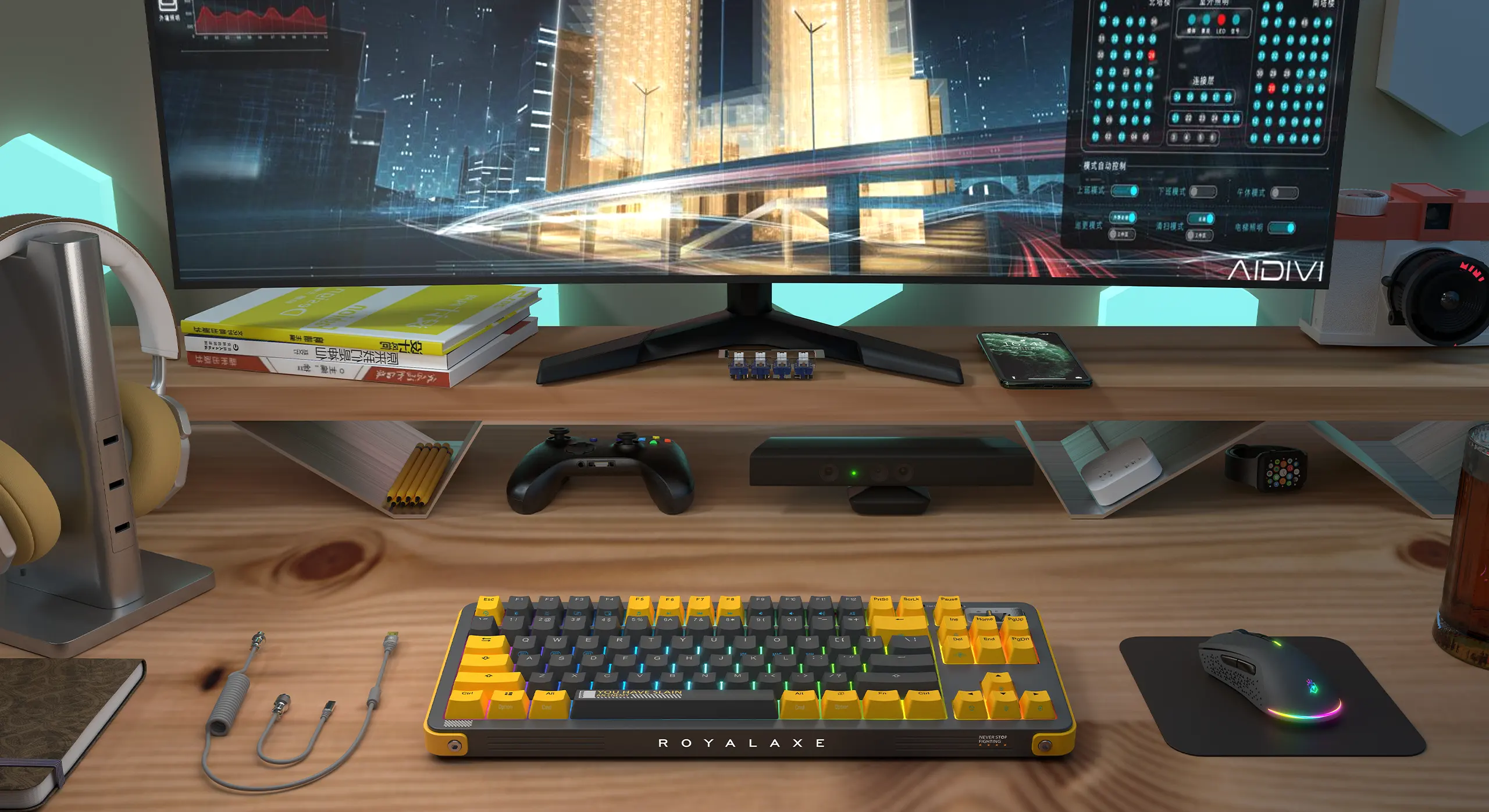 Royalaxe Y87 - 87 Keys Hot-swappable TTC switchs RGB Backlit Keyboard Triple modes bluetooth5.0/Type-C/2.4Ghz wireless/wired mechanical gaming keyboard