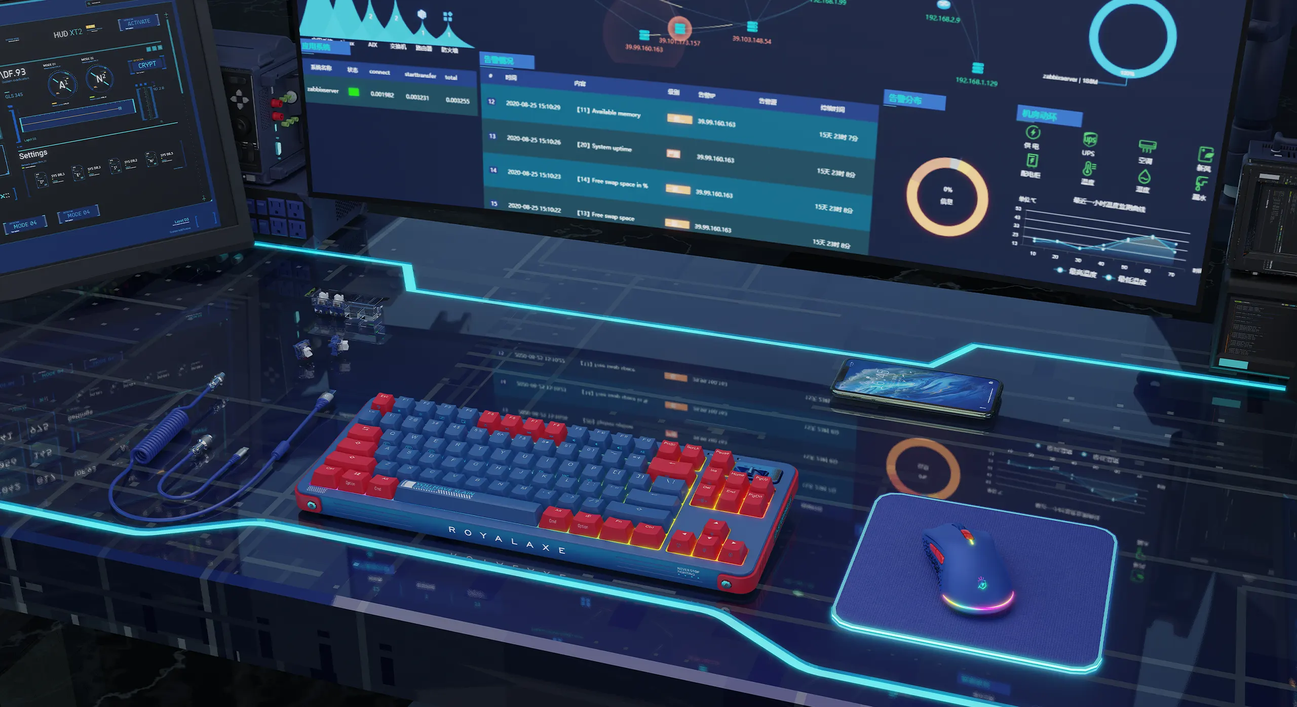 Royalaxe Y87 - 87 Keys Hot-swappable TTC switchs RGB Backlit Keyboard Triple modes bluetooth5.0/Type-C/2.4Ghz wireless/wired mechanical gaming keyboard