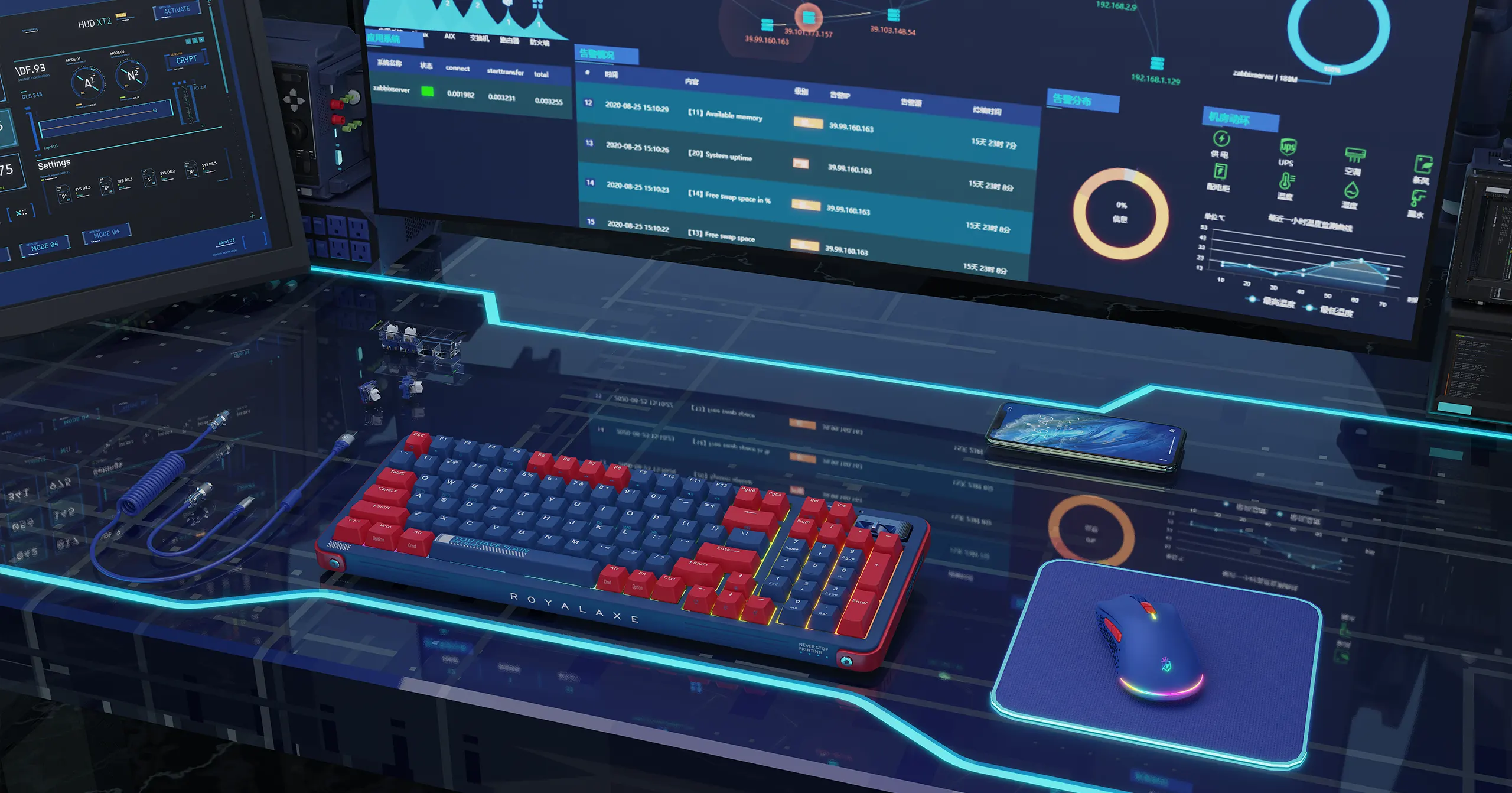Royalaxe Y98 - 98keys Hot-swappable mechanical gaming keyboard Triple modes bluetooth3.0/5.0/USB-C/2.4Ghz with 18+4RGB Back light/TTC Gold Switch V2/4000mAH/Windows/MAC/Android/IOS
